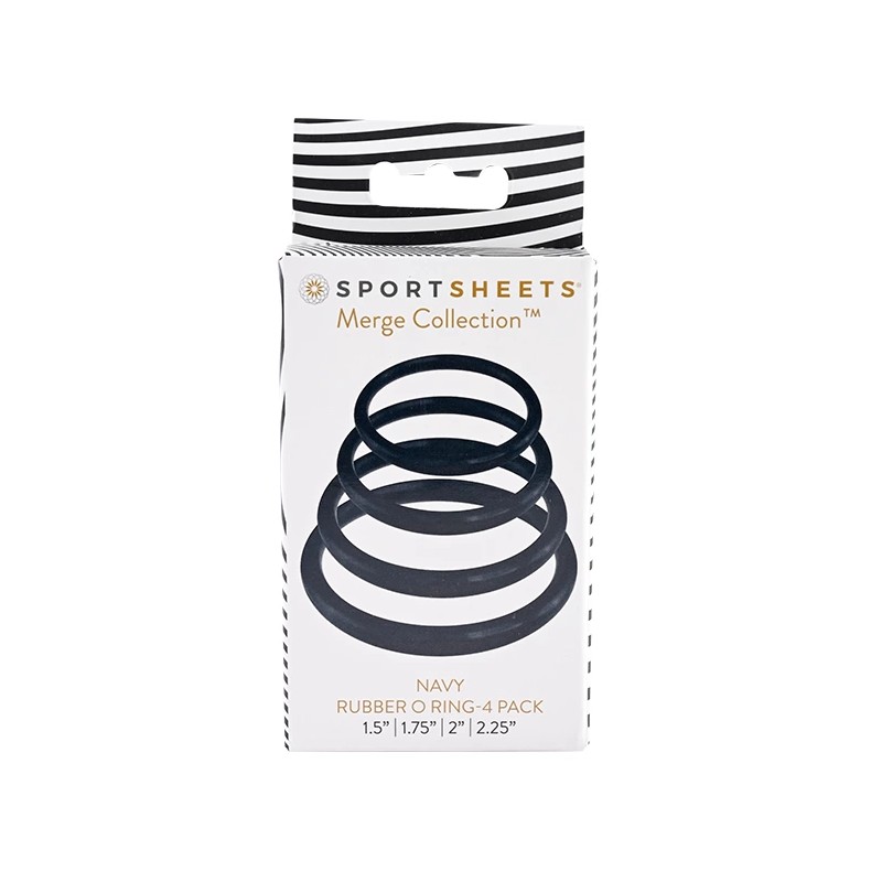 Zestaw pierścieni - Sportsheets Navy O Ring 4 Pack